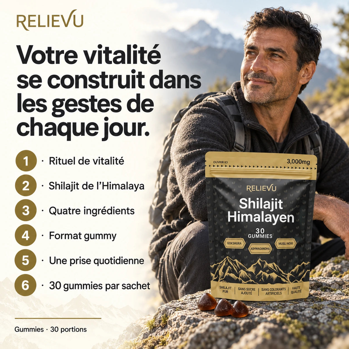 Shilajit Himalayen 3 000 mg — Le rituel et ses atouts