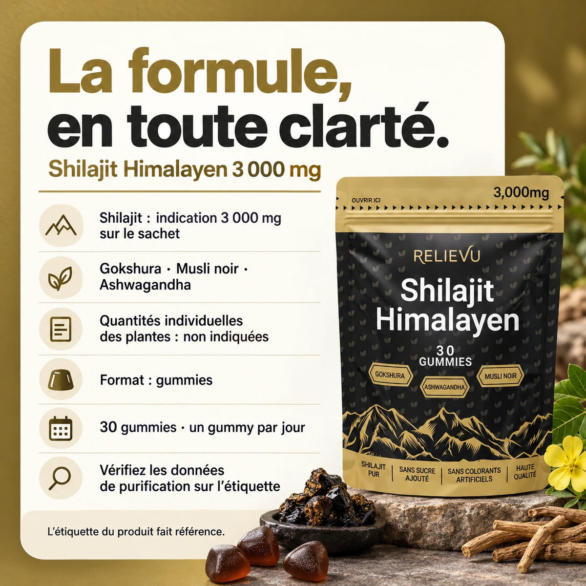 Shilajit Himalayen 3 000 mg — Composition et utilisation