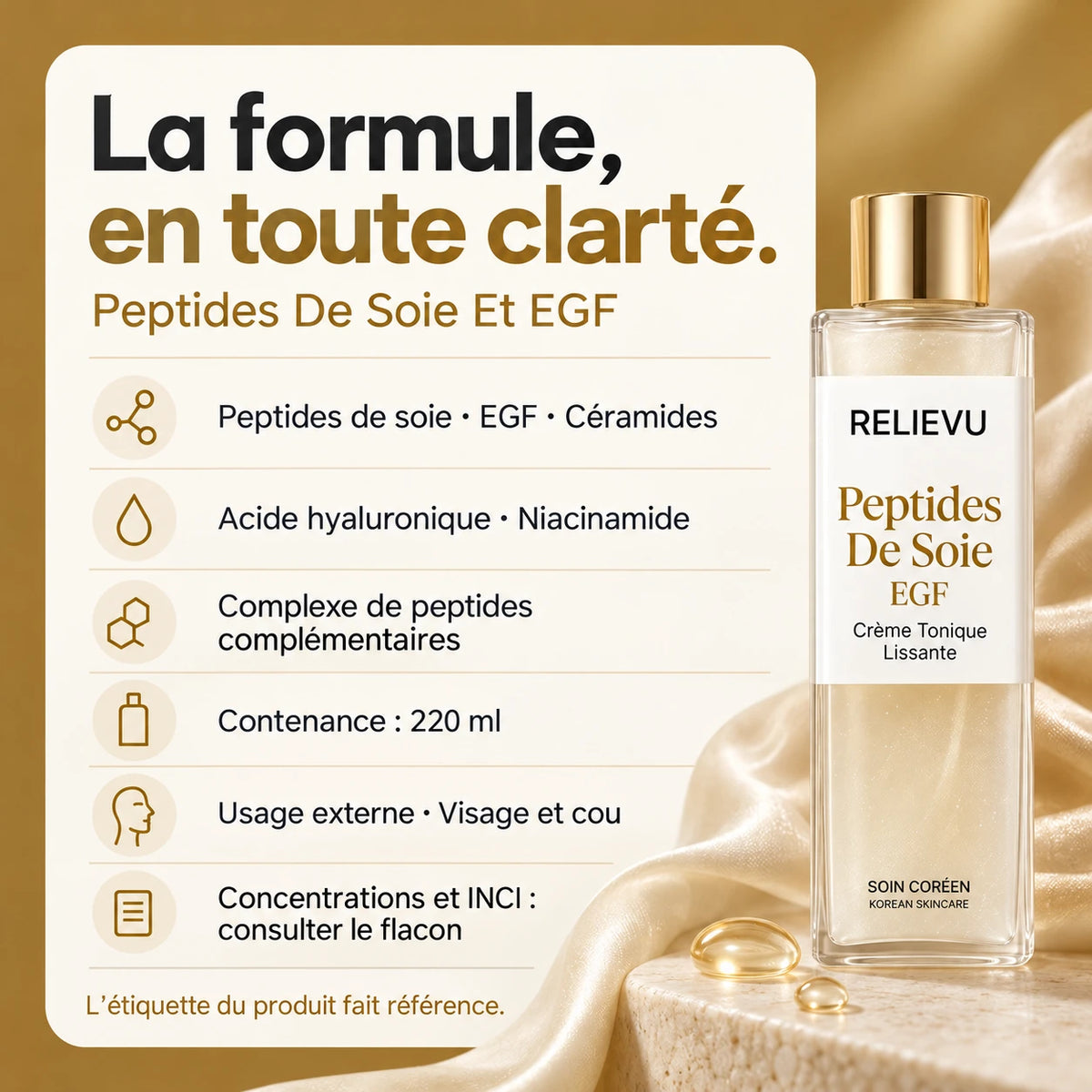 Peptides De Soie Et EGF — Composition et utilisation
