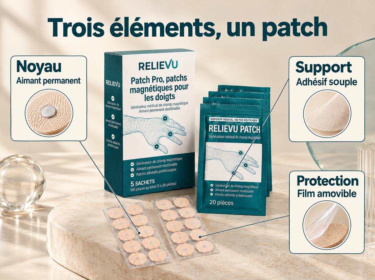 Patch Pro pour les doigts : infographie de la formule et du format.