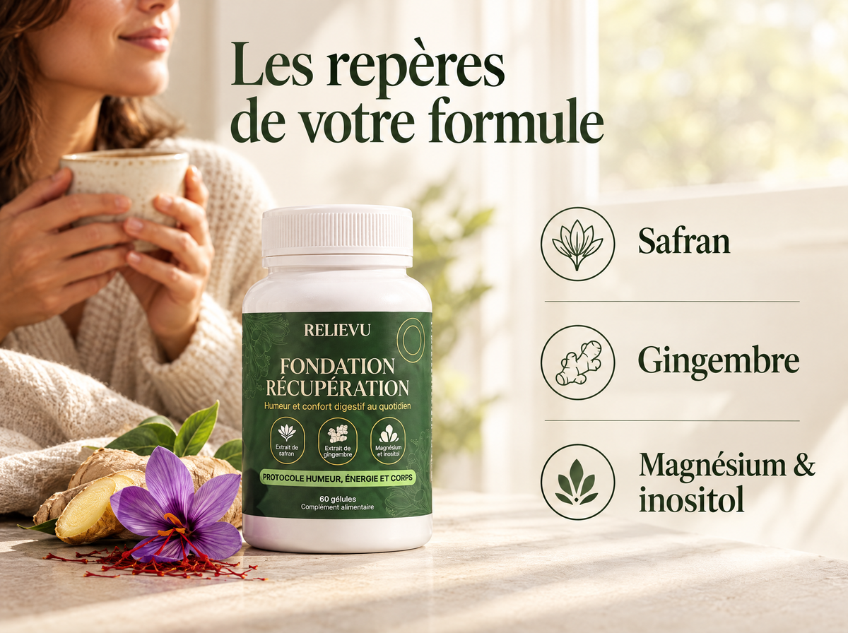 Fondation Récupération : Safran, Gingembre, Magnésium & inositol.