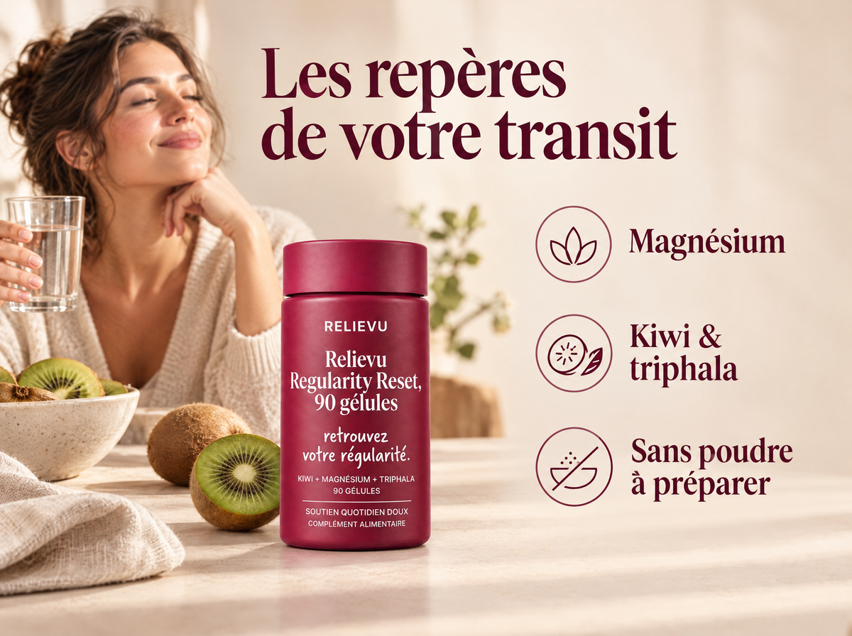 Regularity Reset, kiwi et magnésium : Magnésium, Kiwi & triphala, Sans poudre à préparer.