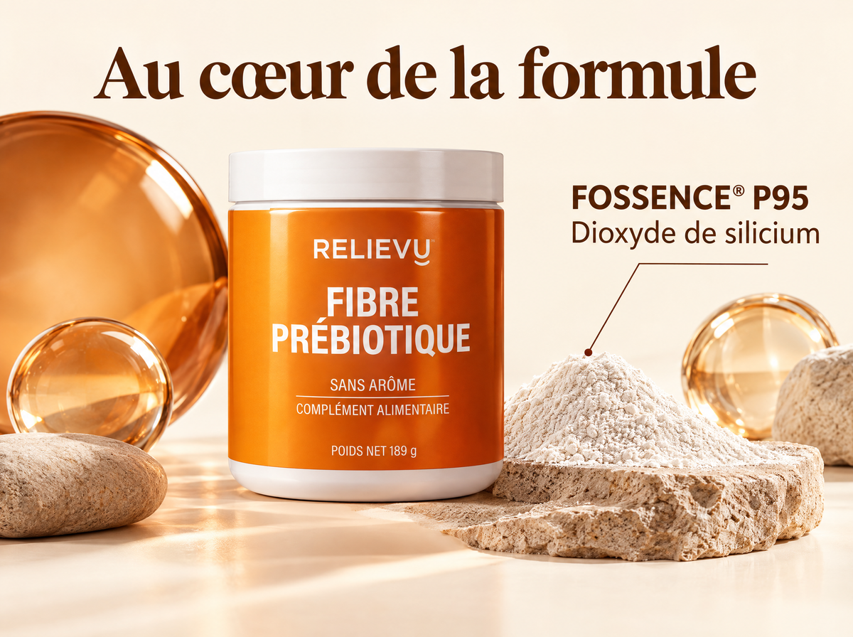 Fibre Prébiotique FOSSENCE® P95 — Au cœur de la formule ; FOSSENCE® P95 ; Dioxyde de silicium