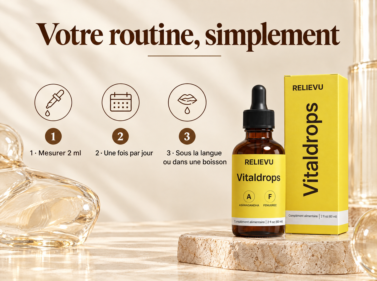 Maca, Fenugrec, Ashwagandha, Betterave Et L-Arginine — Votre routine, simplement ; 1 · Mesurer 2 ml ; 2 · Une fois par jour ; 3 · Sous la langue ou dans une boisson