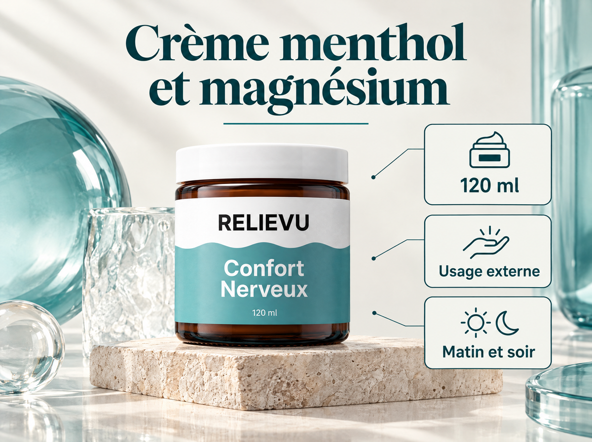 Crème Menthol Et Magnésium — Crème menthol et magnésium ; 120 ml ; Usage externe ; Matin et soir