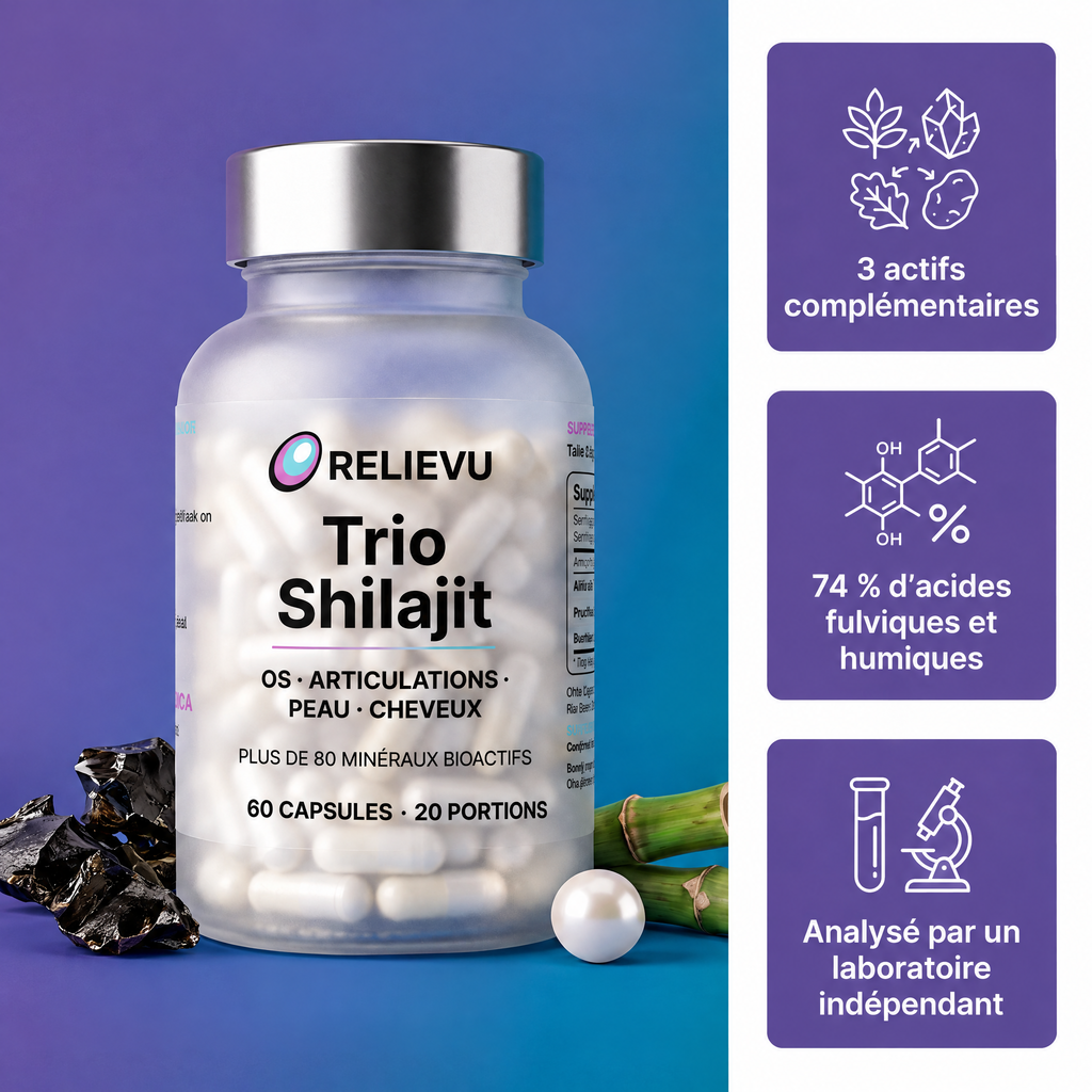 Shilajit, perle et silice de bambou — 60 capsules, 20 portions — visuel 1