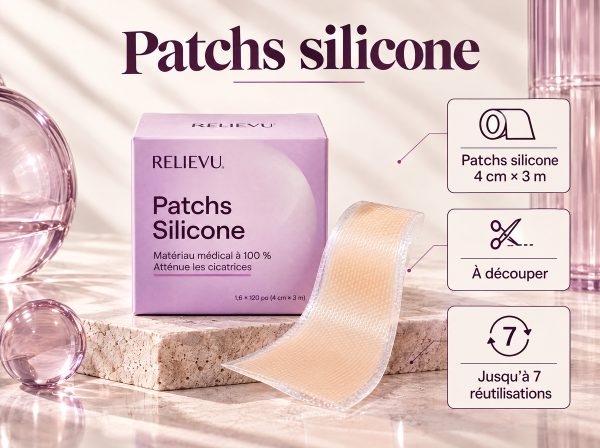 Patchs En Silicone 4 Cm × 3 M — Patchs silicone 4 cm × 3 m ; 4 cm × 3 m ; À découper ; Jusqu’à 7 réutilisations