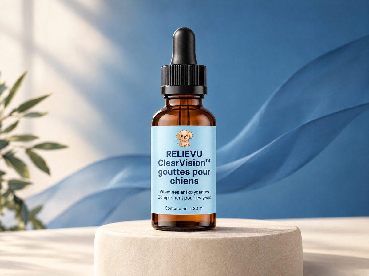 ClearVision, soutien nutritionnel des yeux du chien, présentation du produit Relievu.