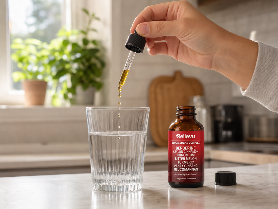 Dosage au compte-gouttes dans un verre d'eau