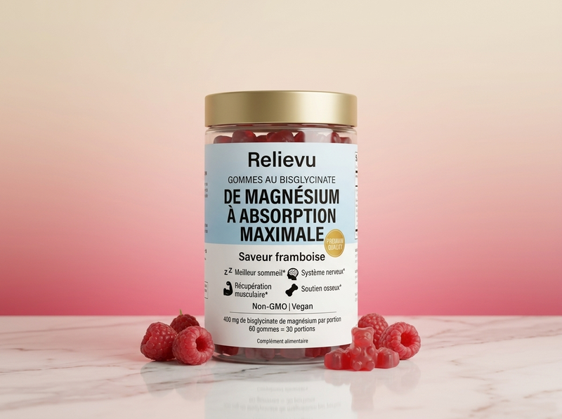 Pot Relievu Gommes Magnésium framboise, visuel produit