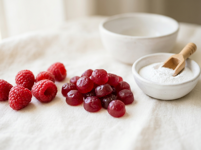 Bisglycinate de magnésium, gommes et framboises
