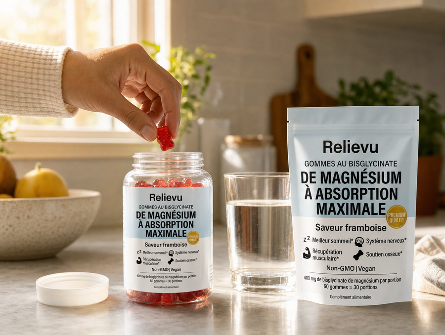 Prendre une gomme framboise au magnésium, routine quotidienne
