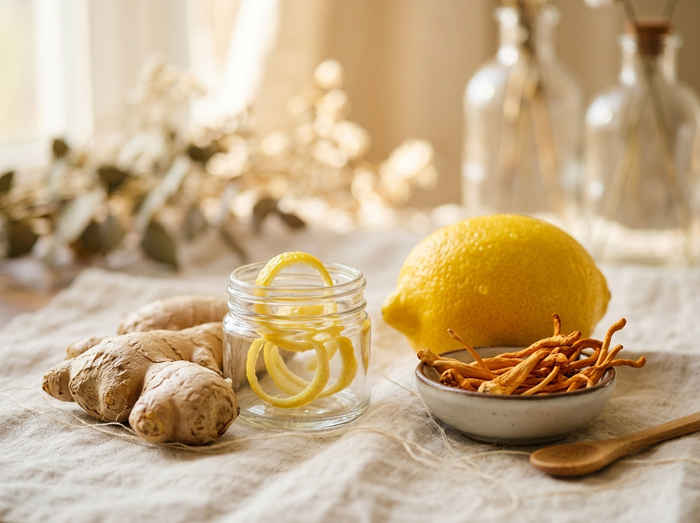 Mélange botanique : gingembre, citron, cordyceps